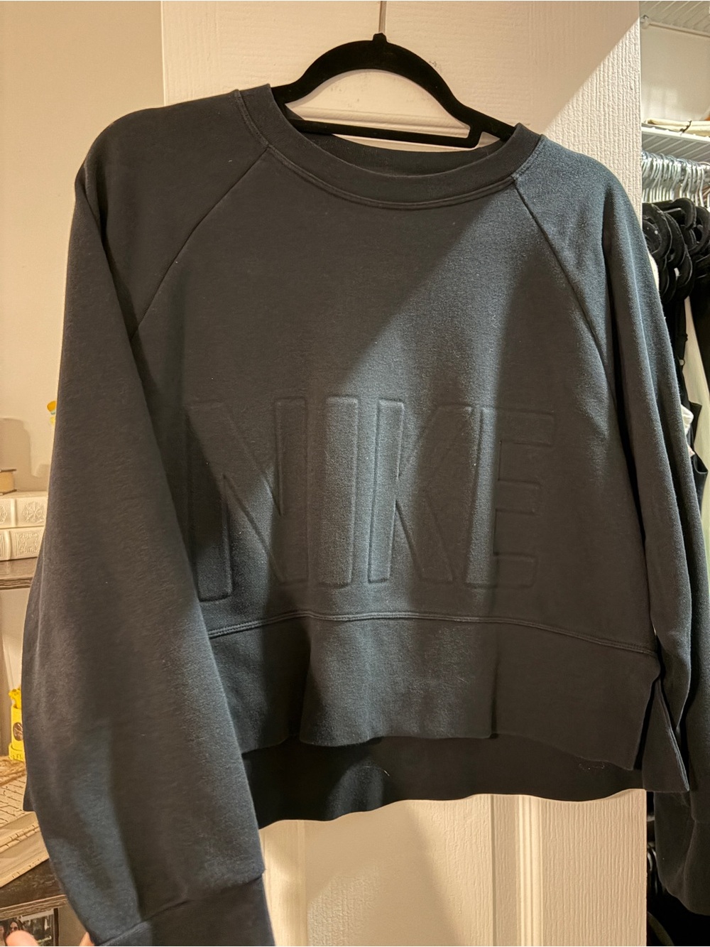 Nike Women's Black Embossed Logo Crew Sweatshirt